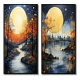 thumbnail image 2 of Designart "Orange Bridge Abstracted Riverine painting" Bridges Framed Wall Art Set Of 2 - Orange Architecture Gallery Wall Frame Set For Home Decor, 2 of 7