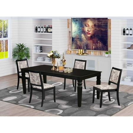 East West Furniture LGX25-BLK-30 -5 Piece Dining Set Includes a Rectangular Kitchen Table with Black Tabletop and 4 Stackable Faux Leather Chairs Black