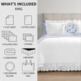 thumbnail image 2 of Mainstays Reversible 11-Piece Bed-in-a-Bag Comforter Set with Sheets, White and Blue Floral Ruffle, King, 2 of 13