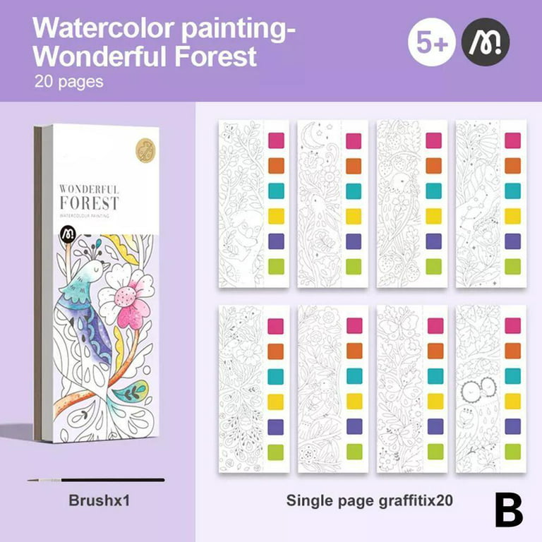 Pocket Watercolor Painting Book, Watercolor Paint Book with Paints,  Upstrong Pocket Watercolor Painting Book, Pocket Watercolor Painting Book  Enchanted Garden, Hours of Painting Fun 