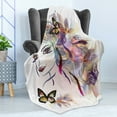 thumbnail image 4 of Fairy Soft Flannel Fleece Throw Blanket, Girl Drawing Design with Butterflies Nature Illustration Facial Expression, Cozy Plush for Indoor and Outdoor Use, 60" x 80", Multicolor, by Ambesonne, 4 of 5
