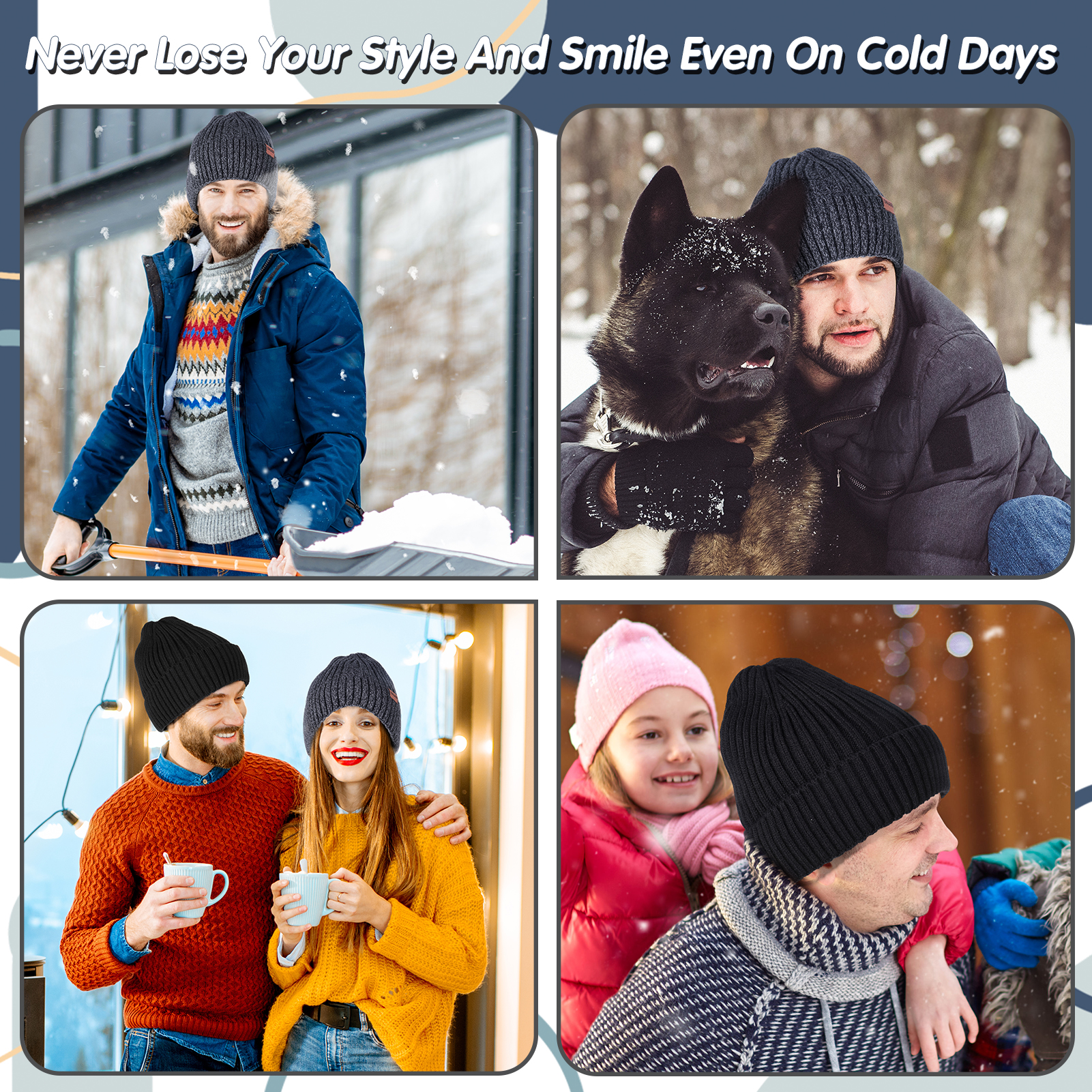 Armscye Fleece Lined Beanie Hat, 2-Pack Unisex Winter Cap photo 5