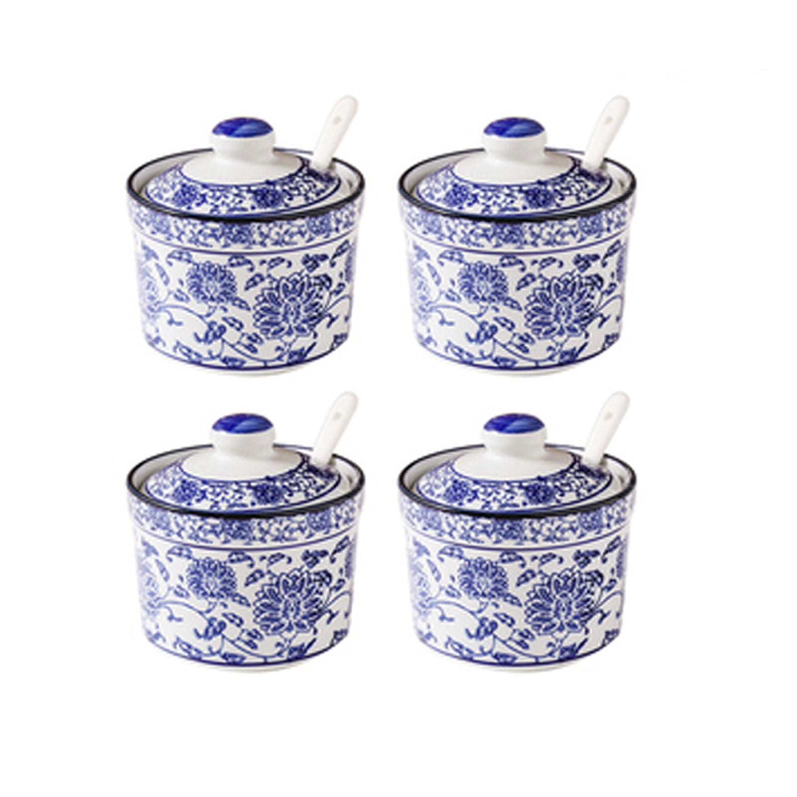 Chinese Blue And White Porcelain Sugar Bowl With Lid, Porcelain Sugar