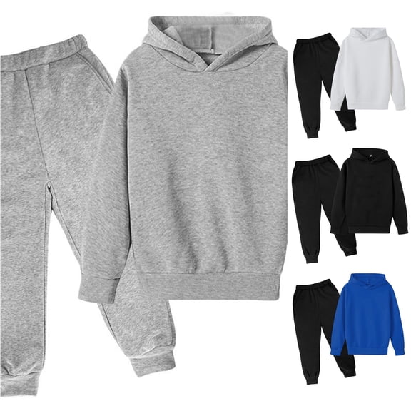XINXIAOO Girls Boys 2 Piece Outfits Set Pullover Hoodie and Joggers Relaxed Fit Kids Activewear Size 9-10 Years