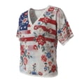thumbnail image 5 of Helii 250th Anniversary Shirt Women Patriotic Blouse Floral American Flag Lace Trim V Neck Batwing Sleeve Loose Fit Boho Vintage 4th of July Summer Top Colorful,L, 5 of 6