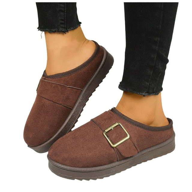 Women's Slippers Platform Mule Short Ankle Anti-Slip Boot Fleece Lined Sneakers House Slippers Boot