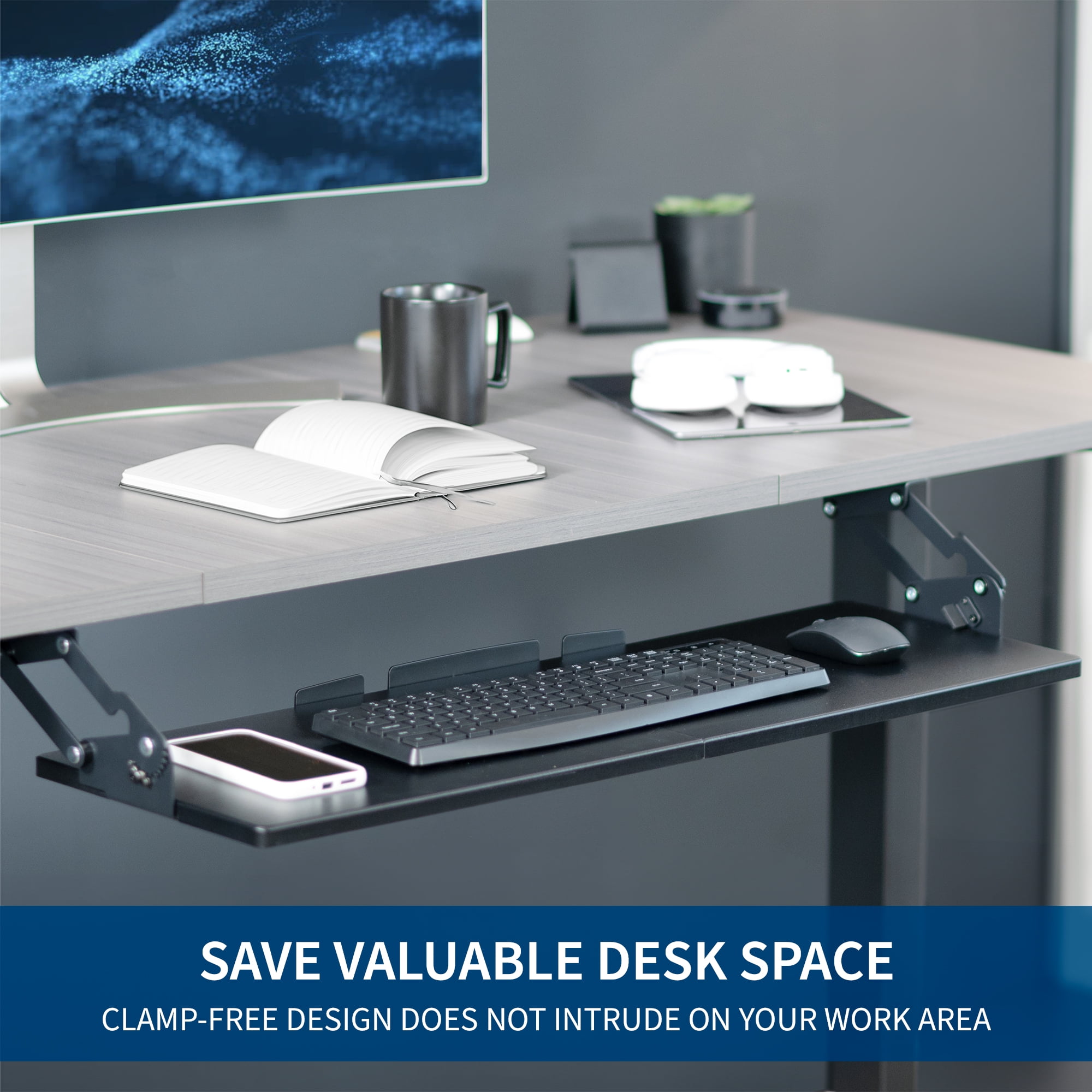 VIVO Extra Sturdy 34" Under Desk Keyboard Tray with Swinging Height Adjustment