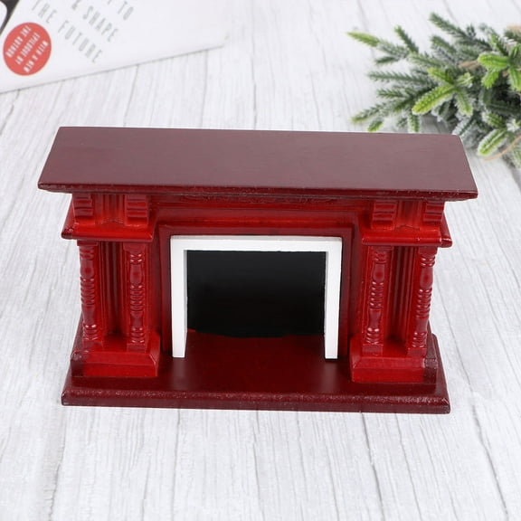 HOMEMAXS Mini House Fireplace Model Red Resin Decoration Creative Retro Accessory for Miniature Furniture 3.5 Inches