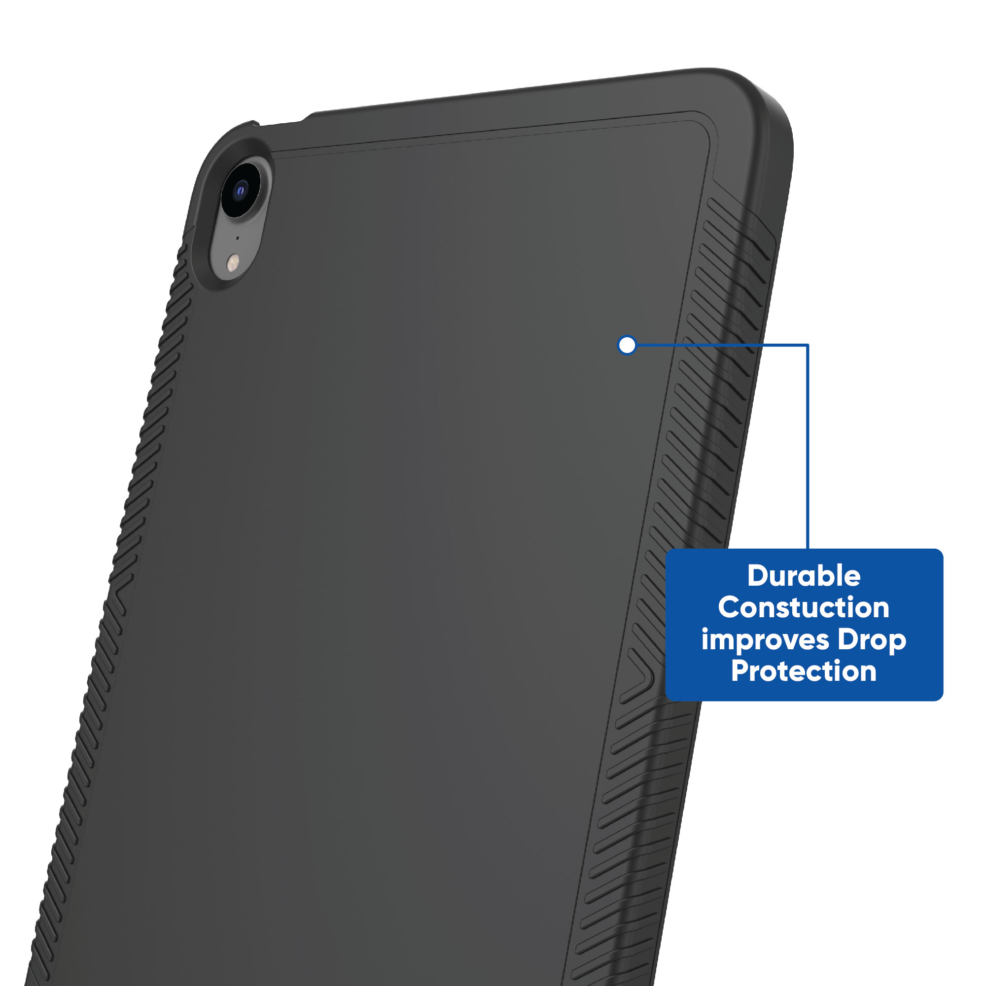 onn Protective Grip Case for iPad mini (6th, 7th Generation), Black