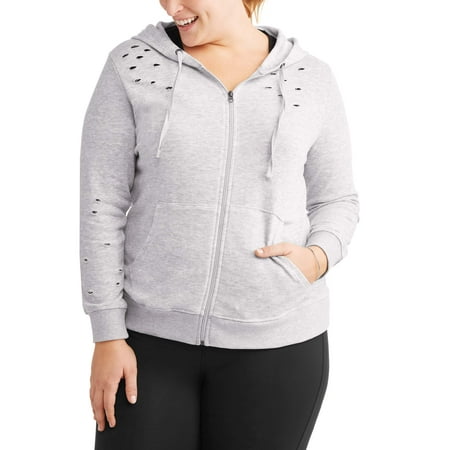 Active Women's Plus Distressed Zip Hoodie