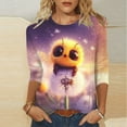 thumbnail image 2 of CYMMPU Summer Trendy Shirts 3/4 Sleeve Crew Neck Blouses for Women Dressy Casual Bee Graphic Spring Tunic Tops Loose Fit Cute Animals T-Shirts XL, 2 of 5
