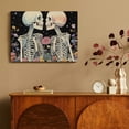 thumbnail image 4 of ZFLMY Skeletons Flowers Moon Canvas Prints Wall Art Halloween Modern Decor Ready To Hang Room Home Art 16x12in, 4 of 6