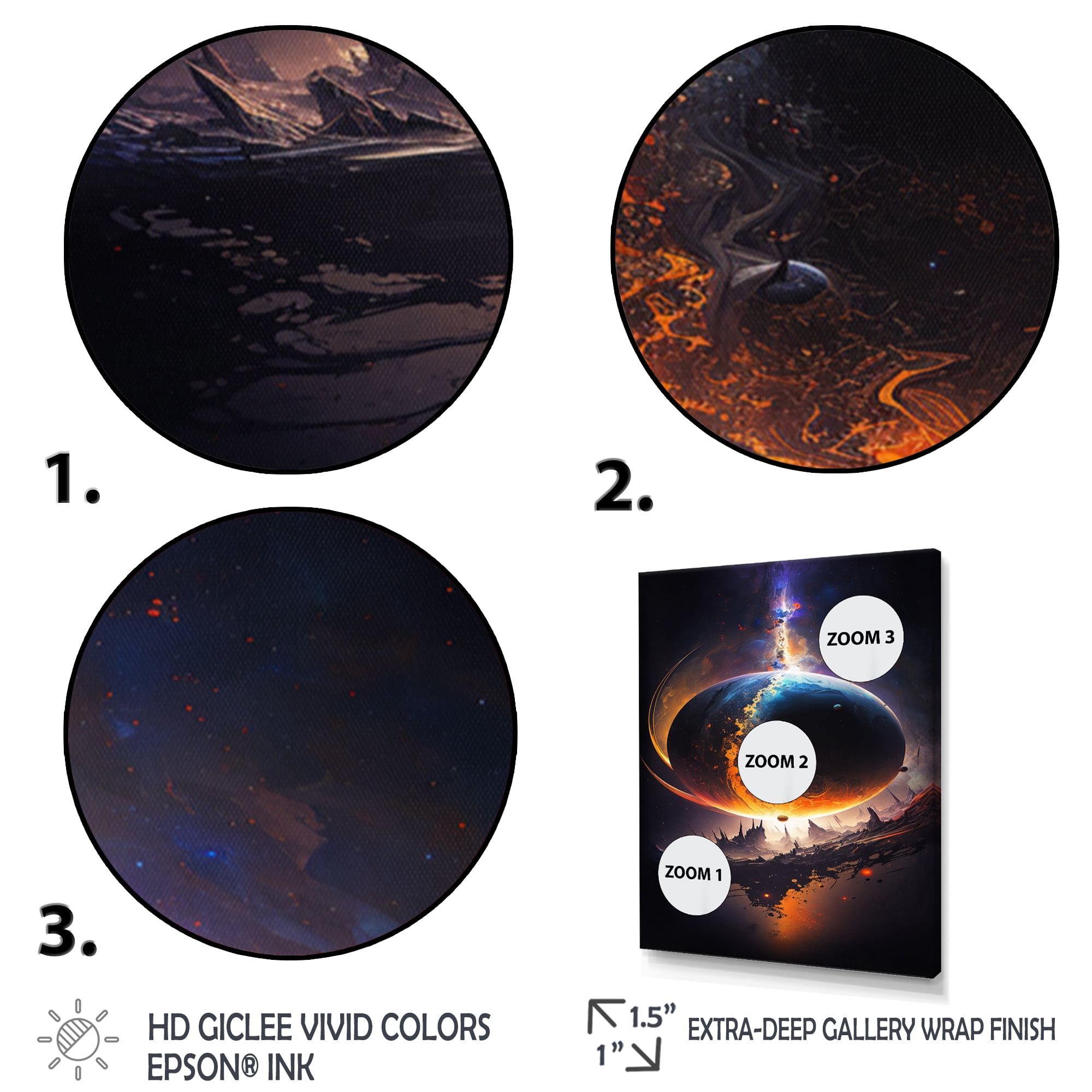 Designart Deep Planet Eclipse III Canvas Wall Art