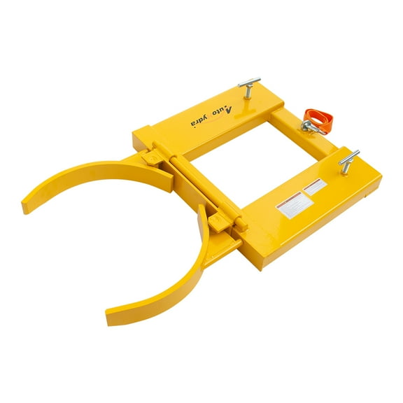 HPDAVV Drum Grabber 1500lbs Capacity Single Fork Mounted Drum Gripper, Hinged Folding Arm Design for 55 Gallon Drums up to 22.4" Diameter, Yellow