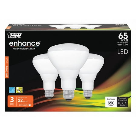 

Feit Electric LED Bulb 650 lm 7.2W 120VAC 5 L PK3 BR30DM/927CA/3