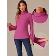 thumbnail image 2 of DARING DIVA Women's Split Long Sleeves Basic Casual Turtleneck Tops XL Hot Pink, 2 of 6