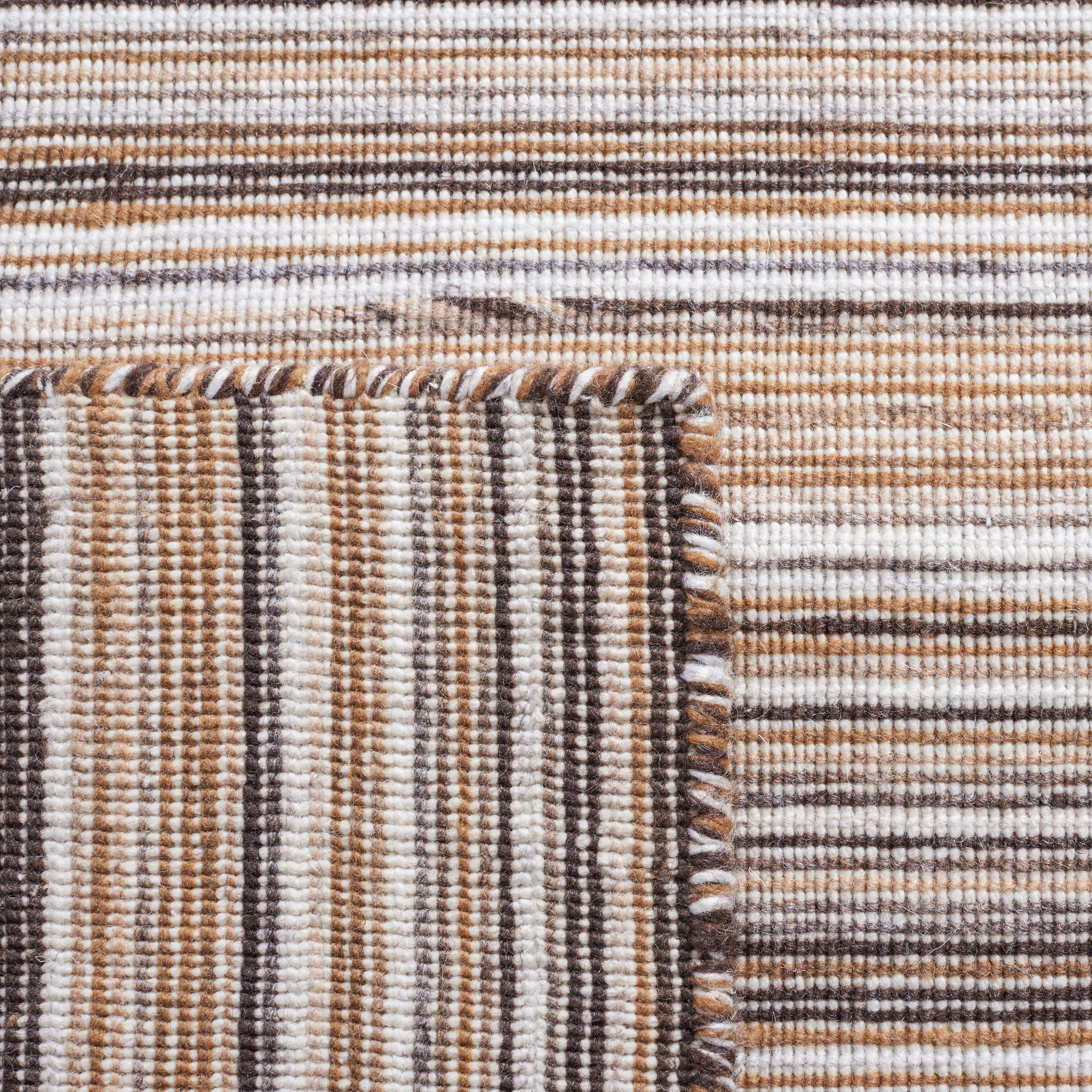 Safavieh Kilim Xaviera Striped Polyester Area Rug, Brown/Yellow, 6' x 6' Round