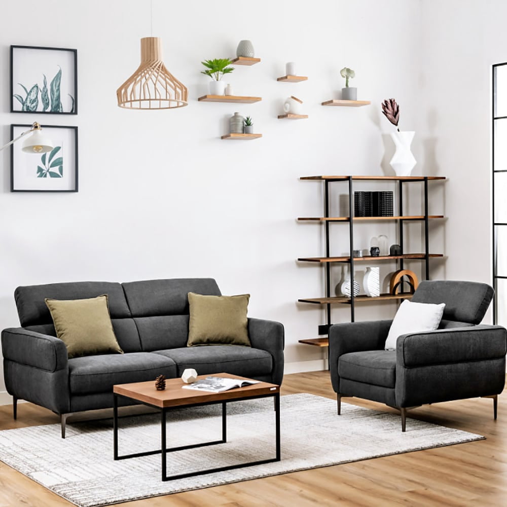 GVN 72.5 Inch Modern Fabric Loveseat Sofa Couch with Adjustable Headrest