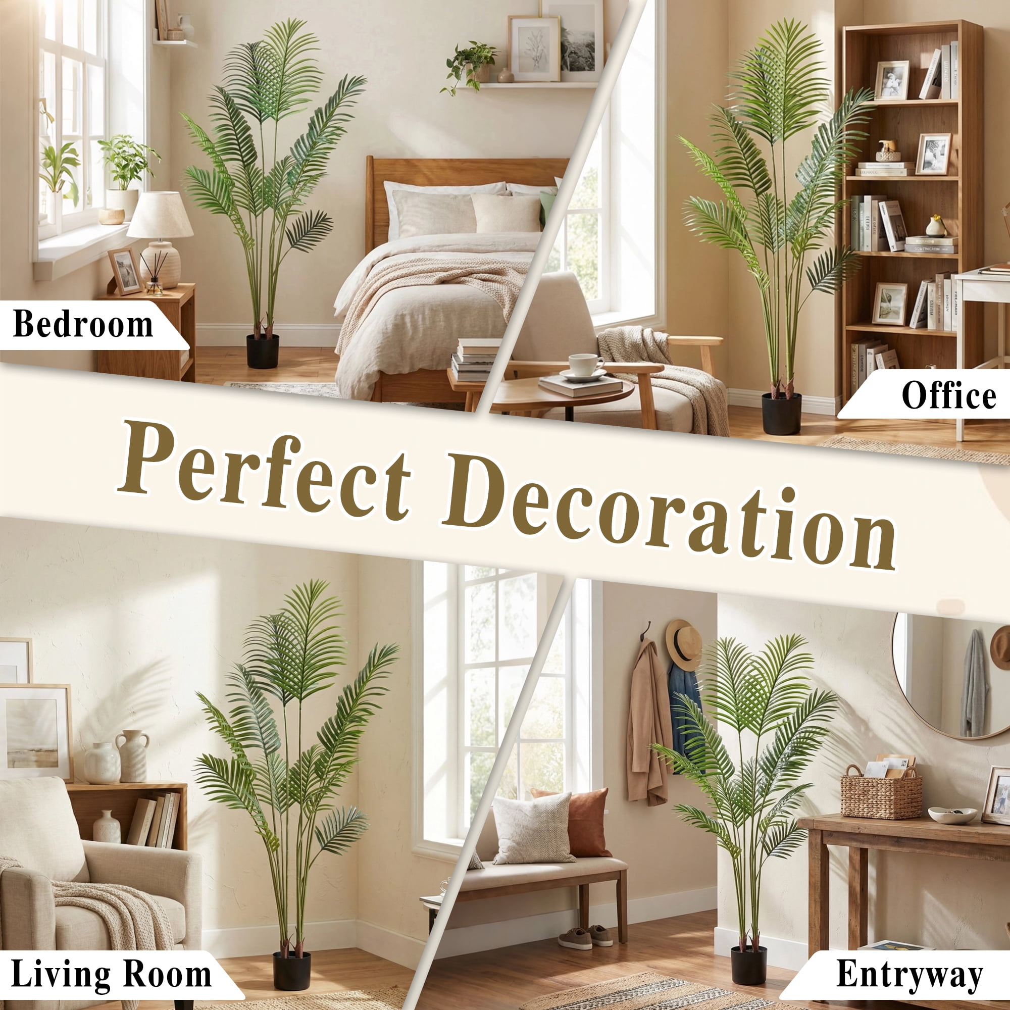 Easy4Home 5.3FT Artificial Plant Fake Tropical Palm Tree Potted Indoor Faux Floor Plant for Home Office Decor