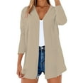 thumbnail image 4 of yunLCZ Women Shirts Mid Length Shawl Jacket Loose Outerwear Air Conditioning Shirt Thin Hooded Sun Cardigan Women's Cap Sleeve Tank Tops Beige L, 4 of 4
