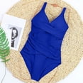 thumbnail image 6 of CHGBMOK Womens One Piece Swimsuit Tummy Control Bathing Suit Solid V Neck Swim Suit Trendy Ruched Criss Cross Swimwear, 6 of 6