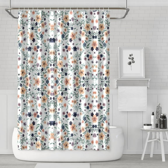 Boho Floral Shower Curtain 72x72 Inches - Tropical Leaves, Vintage Botanical Print, Waterproof Fabric for Chic Bathroom Decor, Modern Farmhouse & Bohemian Style