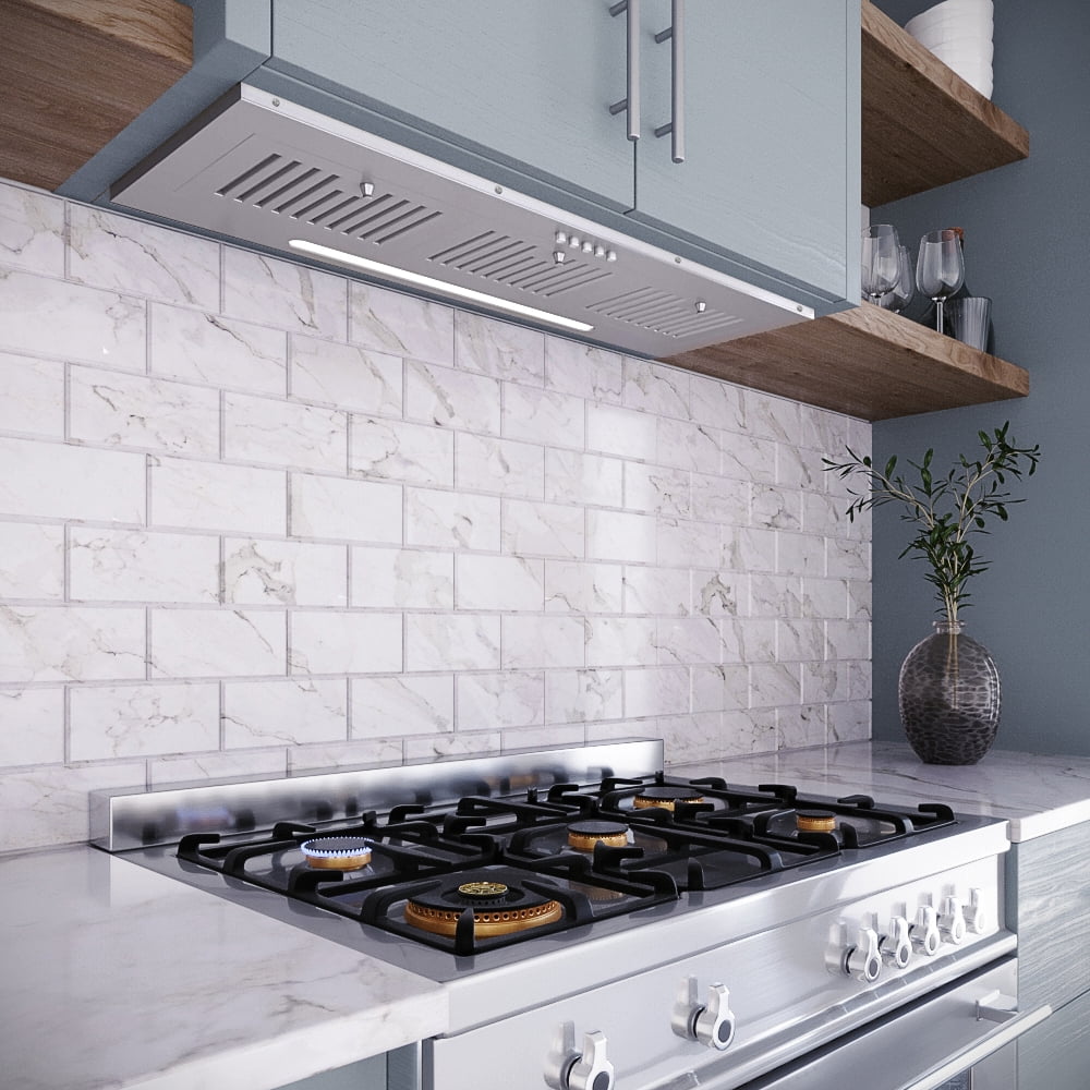 Streamline 36 in. Melisurgo Convertible Insert Range Hood in Brushed Stainless Steel with Baffle Filters, Push Button Control, LED Lights