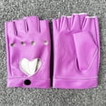 thumbnail image 1 of Guantes de cuero sintético con forma de corazón de melocotón para mujer, de medio dedo, de estilo coreano, bonitos, de PU, para pole dance, 1 of 1