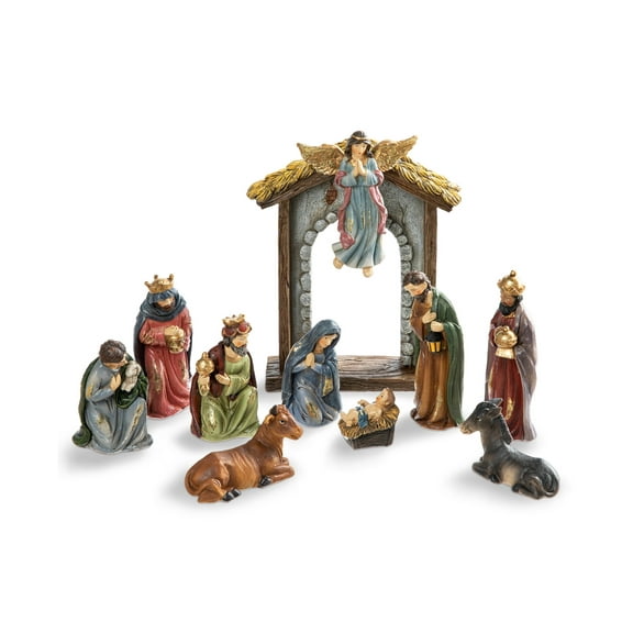 Glitzhome Resin Nativity Figurine Set, 10 Piece