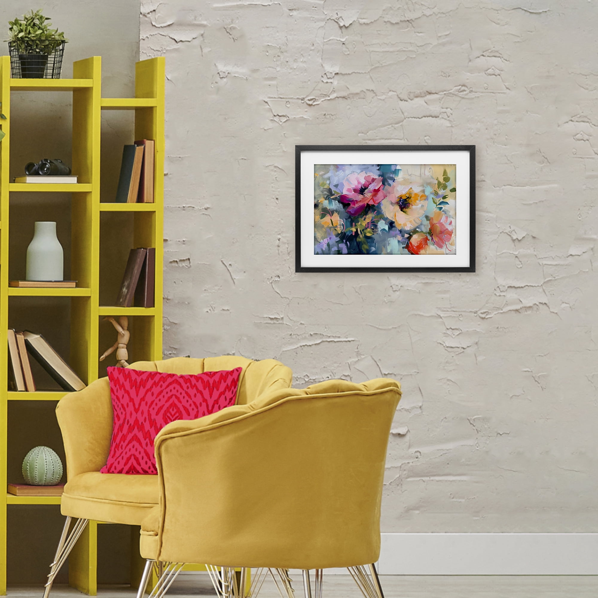 Stupell Industries Vibrant Florals Brushed Abstract Black Framed Print Under Glass, design by Creative Studio