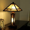 thumbnail image 2 of KAY Tiffany-style Mission 3 Light Double Lit Wooden Table Lamp 15" Shade, 2 of 2