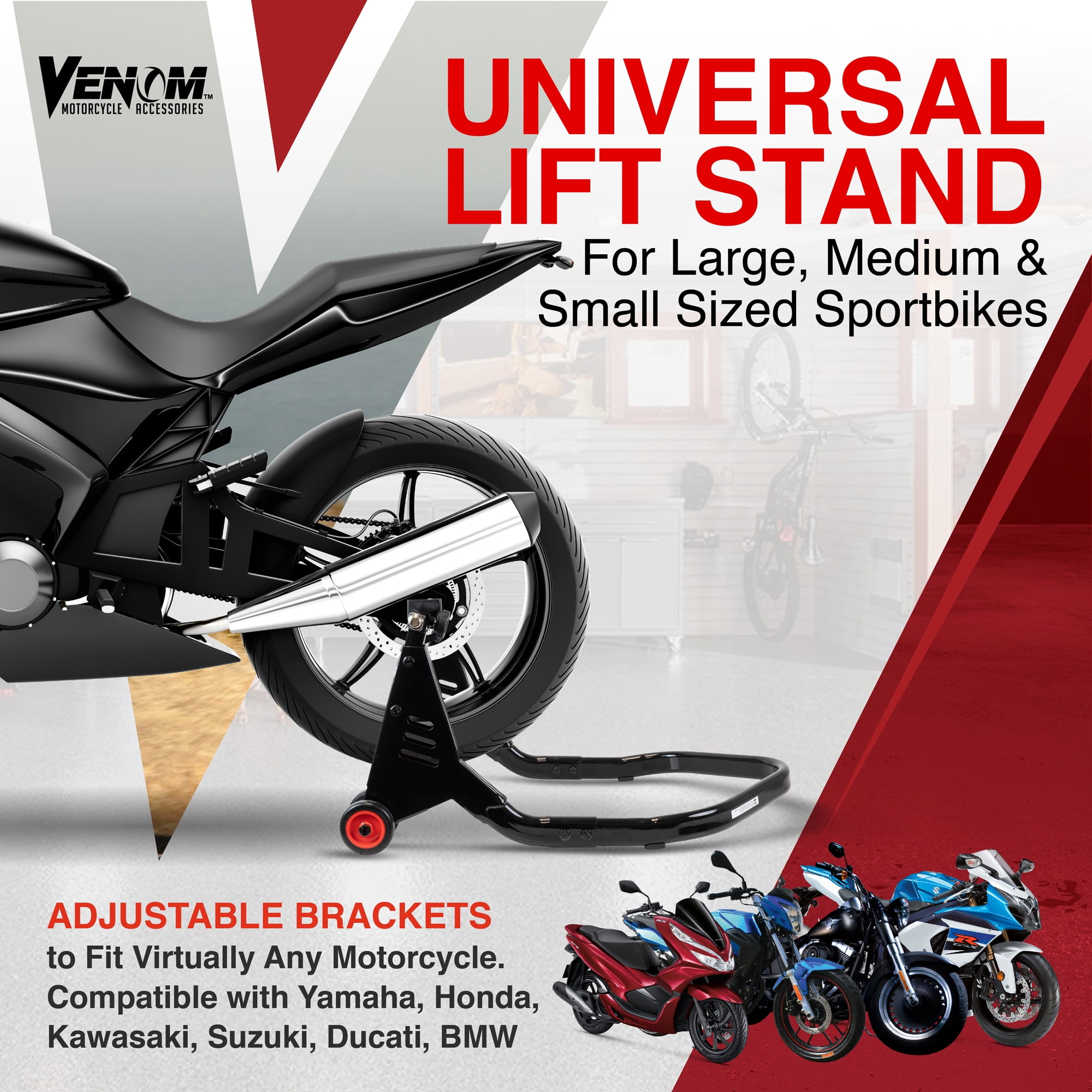 Venom Adjustable Motorcycle Pivot Center Lift Bar Stand for Honda VT Shadow Spirit Velorex Deluxe 600 750 1100