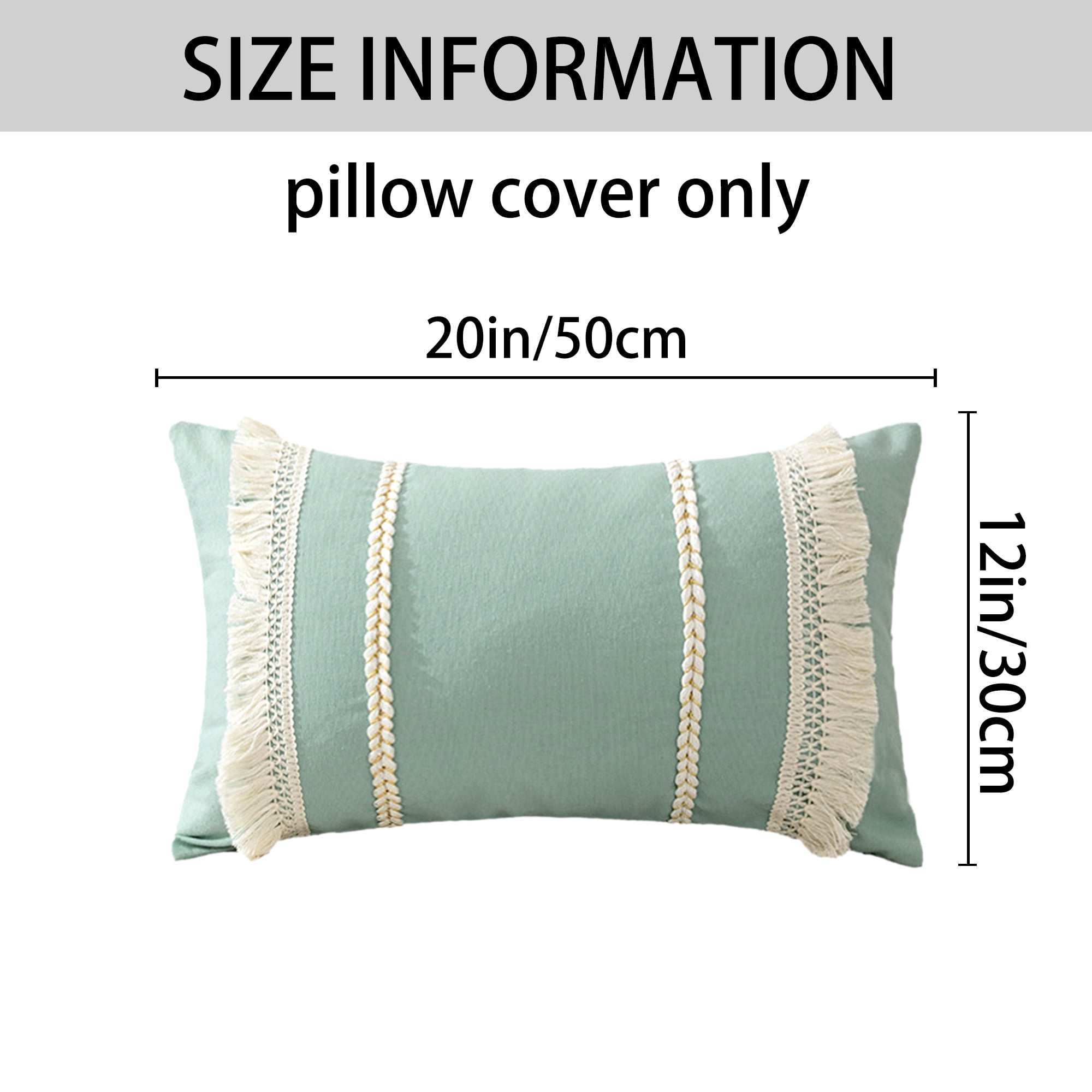 Unique Bargains 4 Pcs Boho Modern Textured Pillow Cover Blue/White 12" x 20"