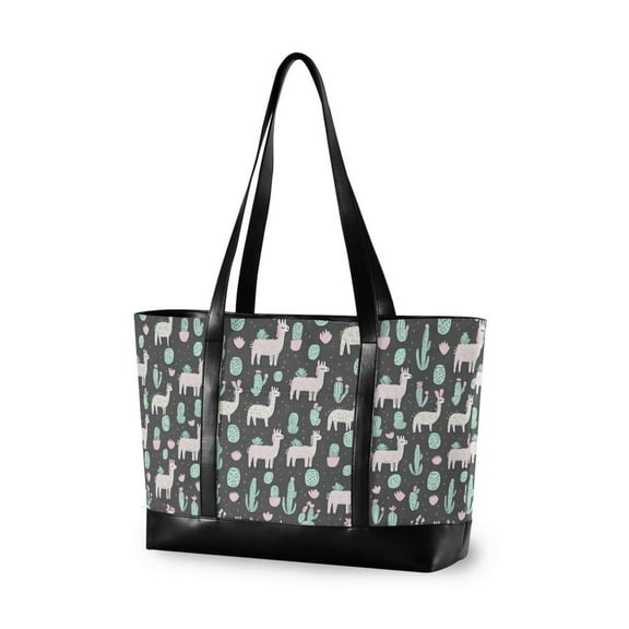 FORMRS Laptop Tote Bag for Women with 15.6" Computer Compartments Handbag, Cute Llamas Pattern