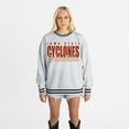 thumbnail image 4 of Women's Gameday Couture Gray Iowa State Cyclones Oversized Showdown Ringer Stripe Sweatshirt, 4 of 6