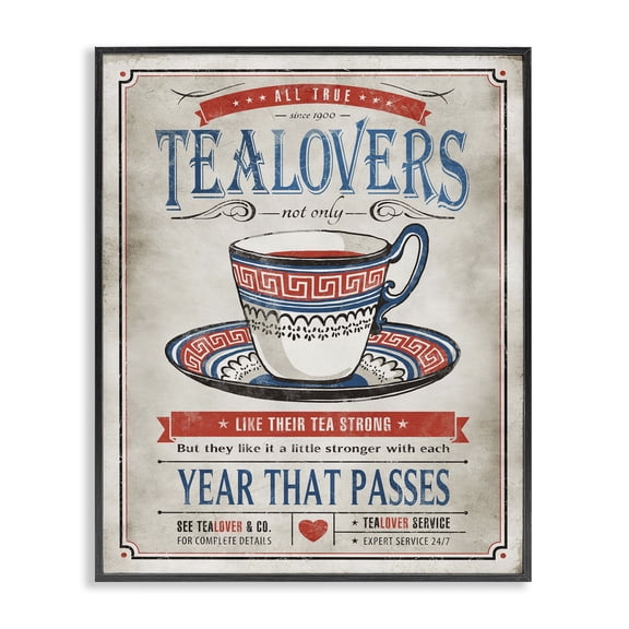 Stupell Industries Traditional Tea Lovers Vintage Comic Book Design Black Framed Giclee Art, 11 x 14, by Estera Kecek