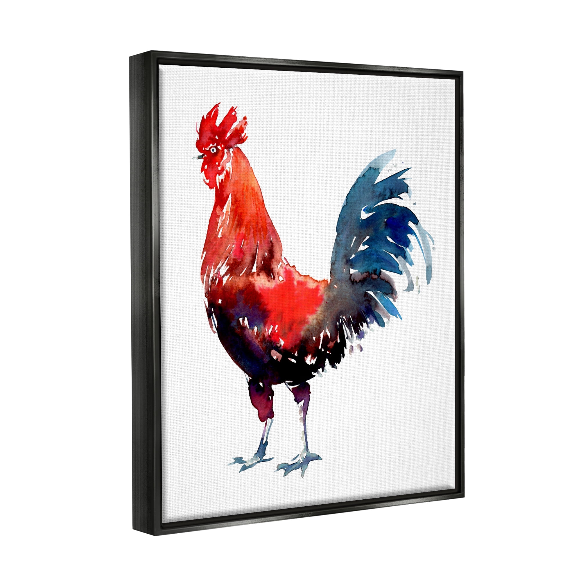 Stupell Industries Modern Rooster on White Animals & Insects Painting Black Floater Framed Art Print Wall Art, 25 x 31