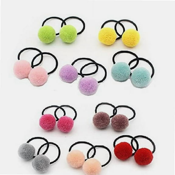 20pcs Baby Toddler Pom Ball Hair Ties for Girls, Small Hair Ties for Kids, Multicolor No-metal Hair Elastics Stretchy Ponytail Holders