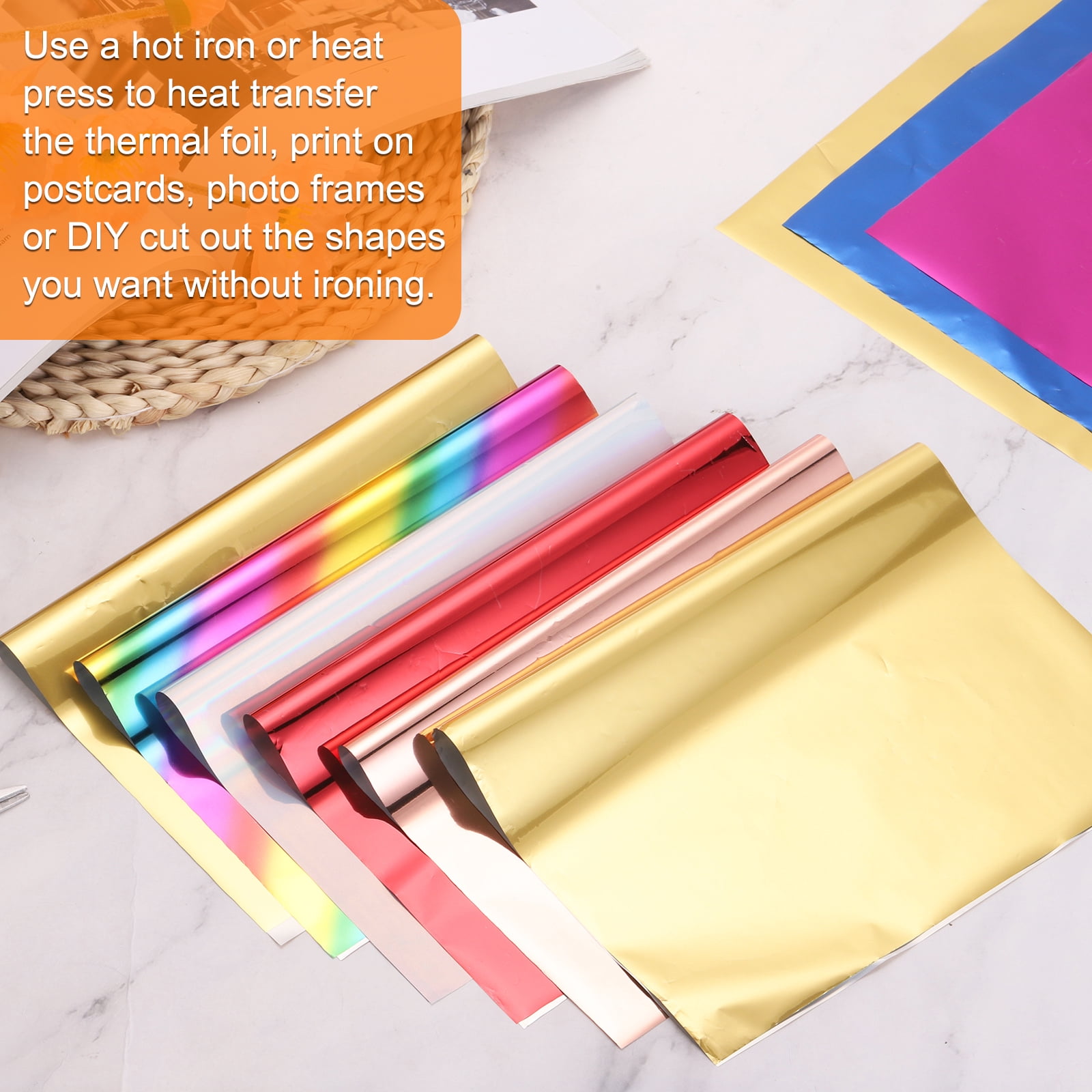 100 Sheets Heat Reactive Foil 20x29cm Bronze Foil Transfer Sheets Toner Reactive Foil Transfer Foil