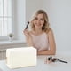 thumbnail image 5 of Bolsa de maquillaje de pana de gran capacidad - Organizador cosmético de viaje de nylon blanco, diseño de apertura amplia para portátil, estuche de almacenamiento ligero para mujeres, 5 of 6