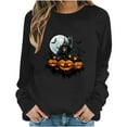 thumbnail image 5 of Inverlee Women's Halloween Sweatshirts Cute Pumpkin Ghost Graphic T-shirt Stretch Round Neck Sweatshirt Long Sleeve Holiday Pullover Tops Halloween Gifts, 5 of 6