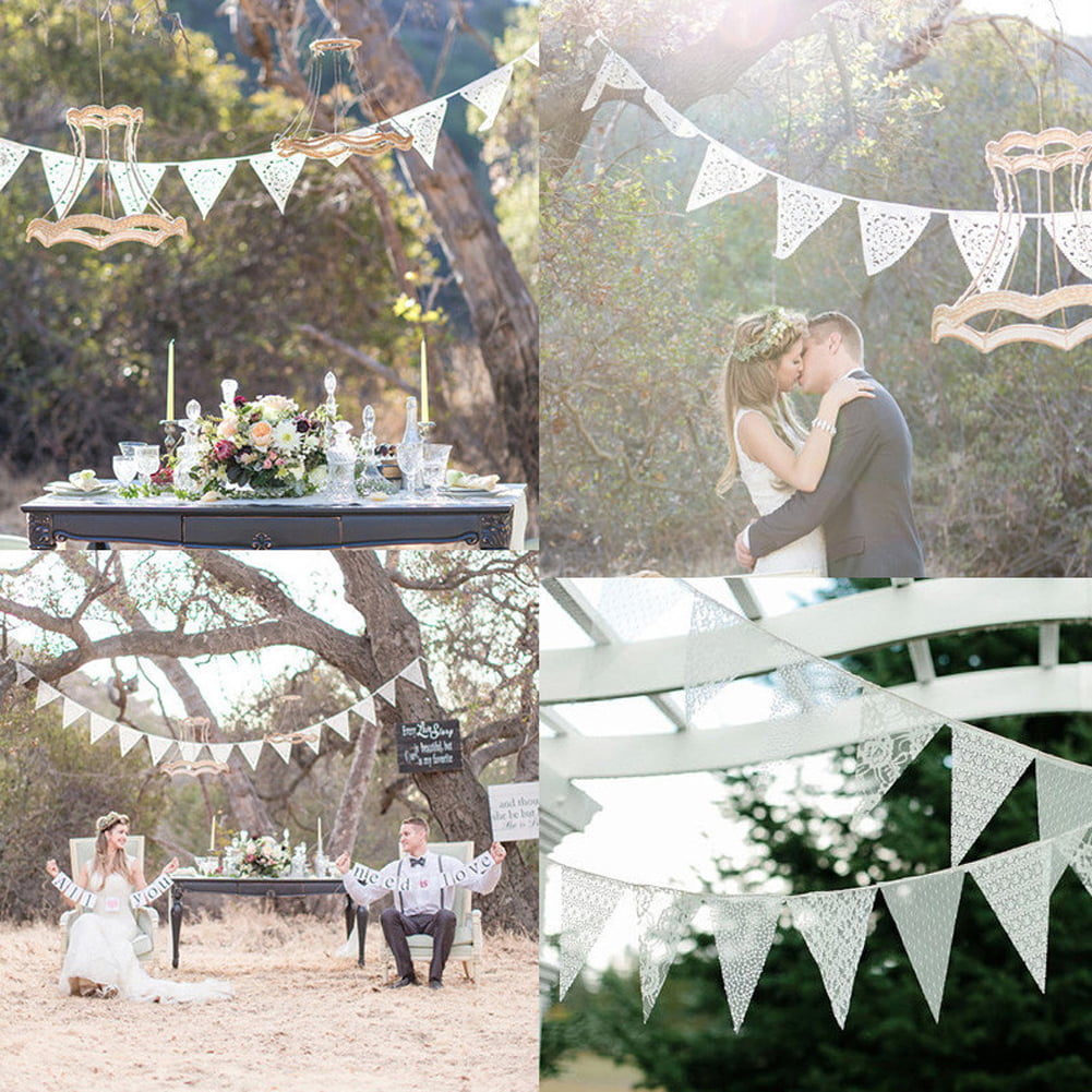 3.2M 12 Flags Lace Bunting Banner Pennant Garland Wedding Birthday Party Decor
