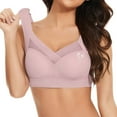 thumbnail image 2 of KHONTS Plus Size Wireless Bras for Women Sheer Trim Push up Lush Liftting Padded Bra Seamless Breathable Full Coverage Bralettes for Everyday Wear(Flower Graphic) Pink XXL, 2 of 4