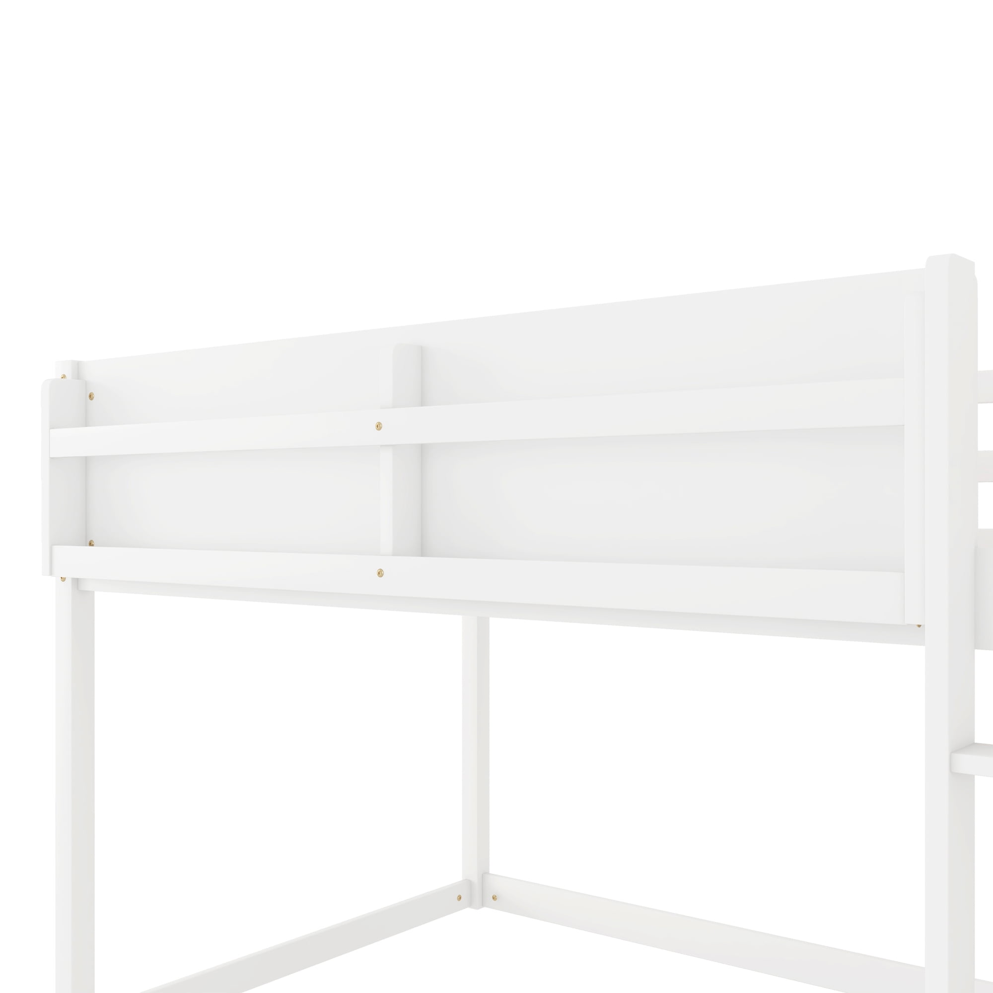 Low Bunk Bed, Twin Over Twin Low Bunk Bed - Solid Wood Frame with Ladder and Guardrail, Converts to Loft Bed or Floor Bed, Space Saving for Small Rooms, Easy Assembly, White