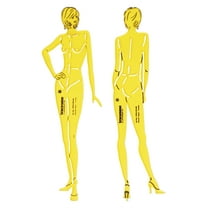 Traceease Female Human Figure Template Stencils Fashion Designers Drafting Tools, 2 Piece ( Front & Back)
