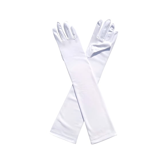 TELOLY 2026 New Long Velvet Gloves for Women, Elbow Length, Opera Costume Evening Banquet Party White Costume Gloves