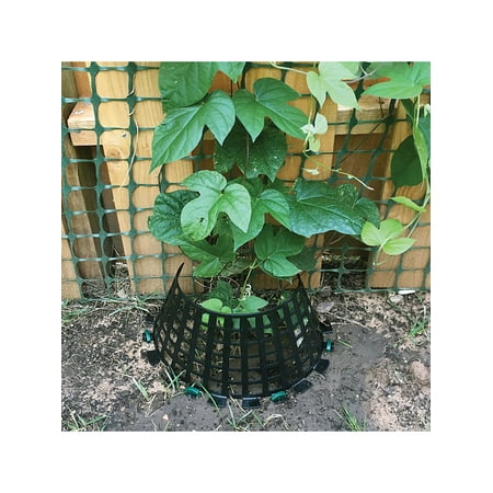 Tree Trunk Protector Strap Plant Knight Tree Trunk Protectors - Set of 6 Expandable Black Plastic Barriers with Stabilizer Clips and Lawn Stakes ()