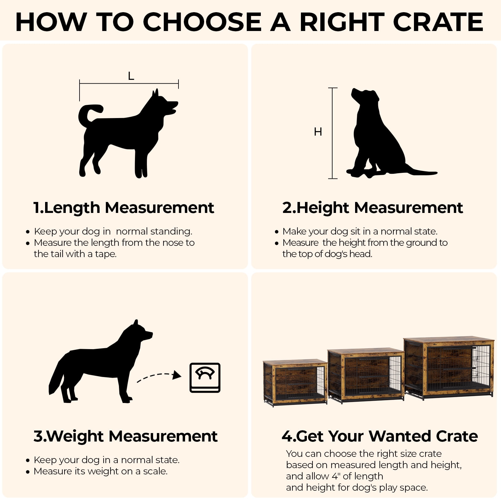 Arlopu Dog Crate Furinture, Side End Table Wooden Dog Cage with Double Doors Dog Kennel Indoor for Large/Medium/Small Dogs