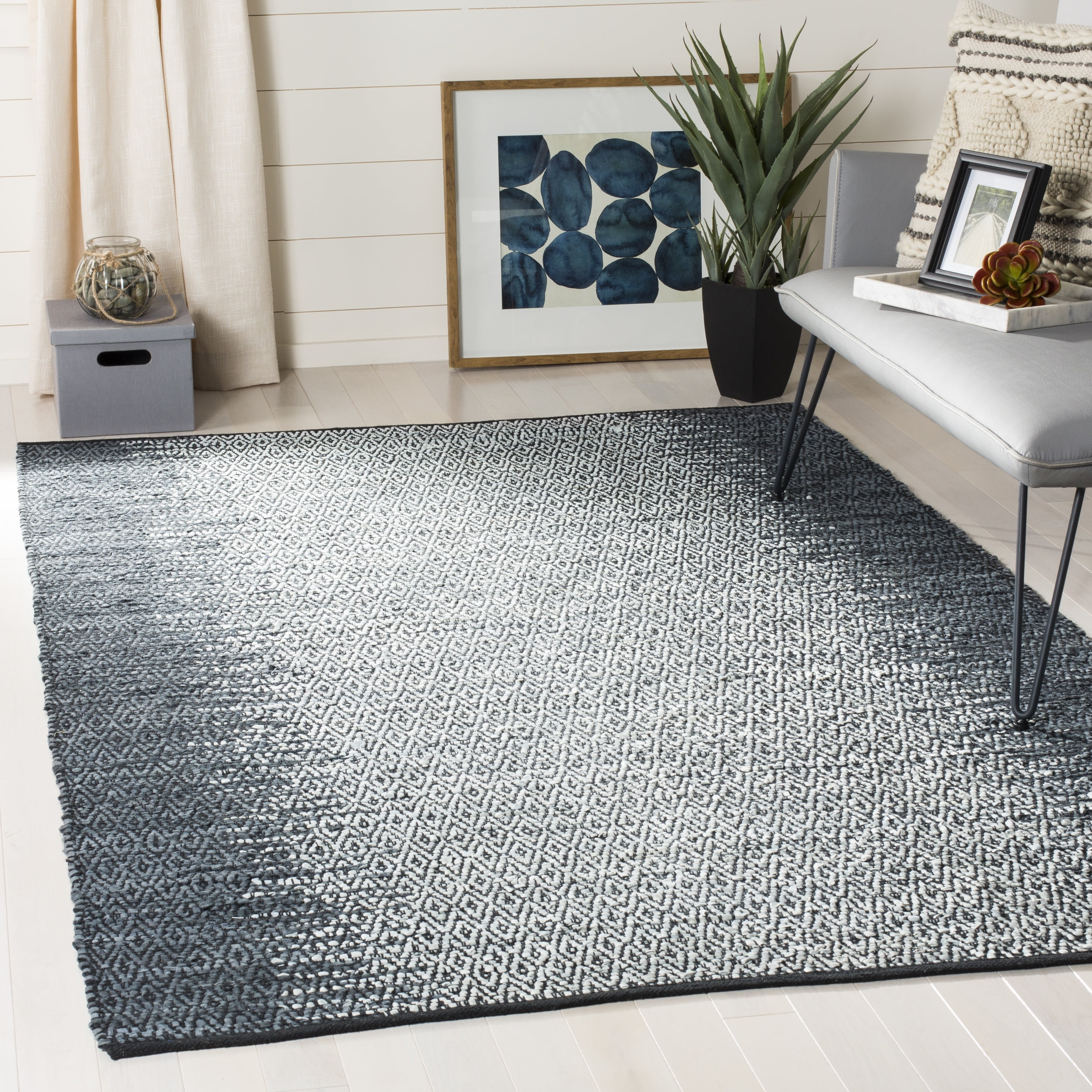 SAFAVIEH Vintage Leather Kalina Geometric Area Rug, Grey/Cream, 9' x 12'
