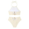 thumbnail image 3 of Sngxgn Womenâs Sport Bathing Suit Crisscross Tummy Control Swimsuits Swimwear (Beige,XL), 3 of 7